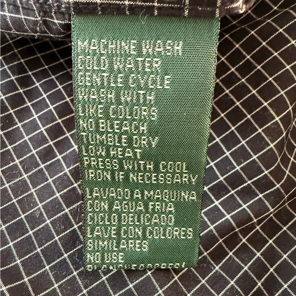 Lauren Ralph Lauren Women’s Black Grid Check Button Down Blouse Size L - Picture 12 of 13